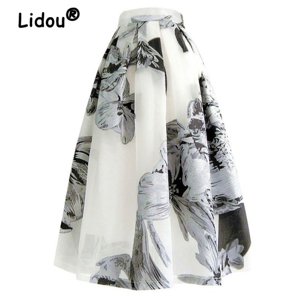 Ink-Style-Black-and-White-Floral-Dress-Summer-High-Waisted-Chiffon-A-line-Dress-Double-Korean.jpg