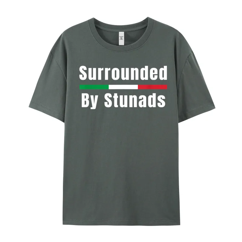 Funny Funny Ita ian Sayings Surrounded Leisure Tshirts Crewneck 100% Cotton Male Tops Tees Short Sleeve Tee-Shirts Lovers Day Funny Ita ian Sayings Surrounded By Stunads 1843 carbon